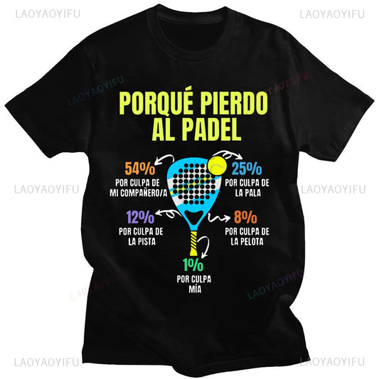 T-shirt Padel Drôle En Coton – Coupe Décontractée
