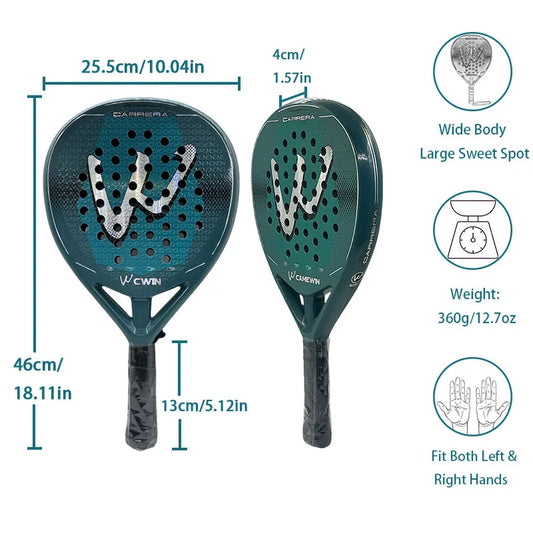 Raquette De Padel Carbone Adulte Avec Housse De Protection